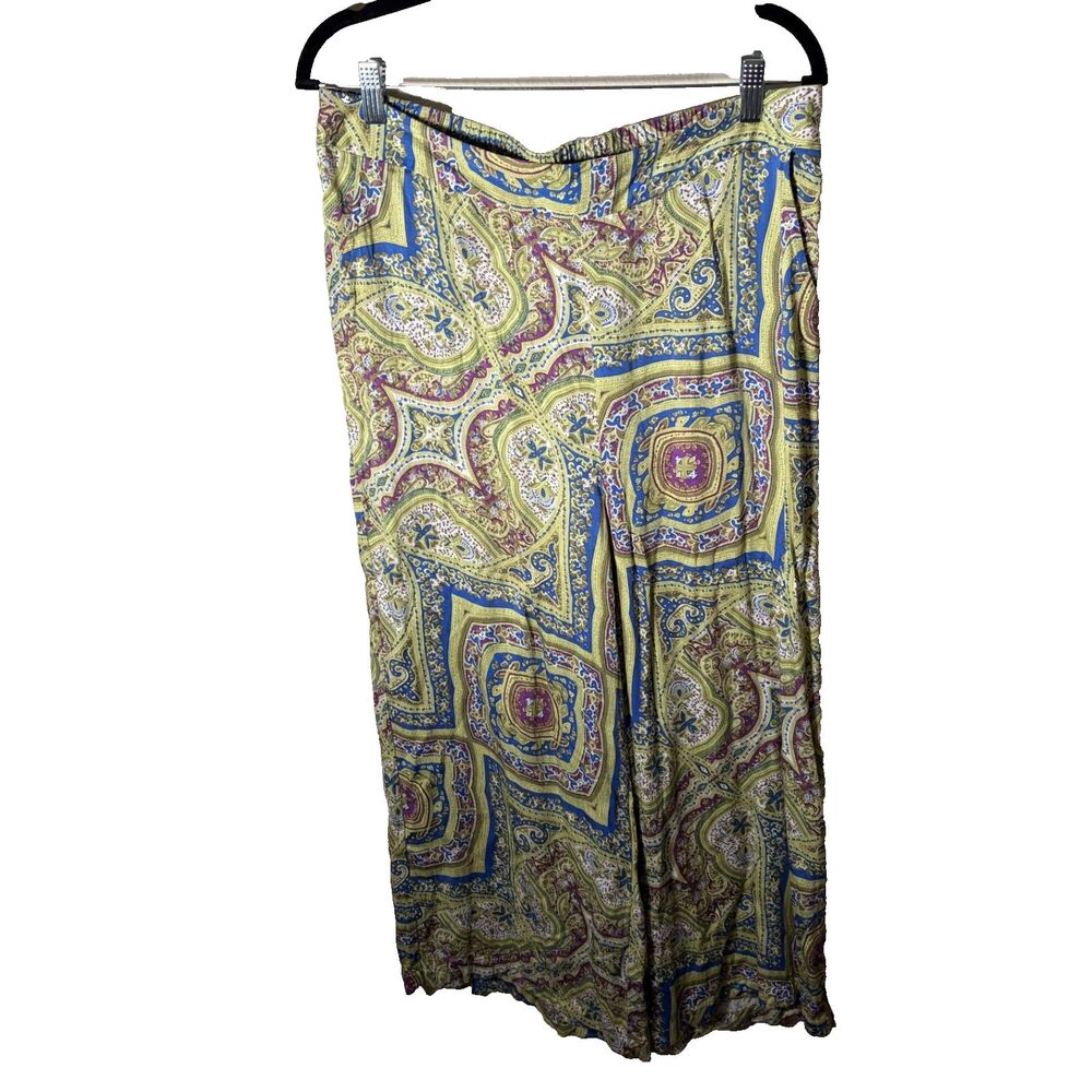 Rachel Zoe Pants Women's XL Wide Leg Printed Boho Flare Cropped Casual